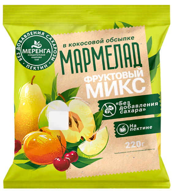  Меренга Мармелад без сахара в кокосовой обсыпке Фруктовый микс, 220г   в Севастополе